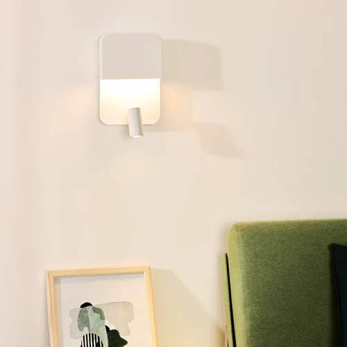 Lucide BOXER - Bettlampe / Wandleuchte - LED - 3000K - Mit USB-Ladepunkt - Weiß - Atmosphäre 1